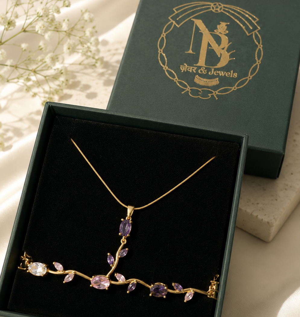 Purple tulip bracelet and chain  