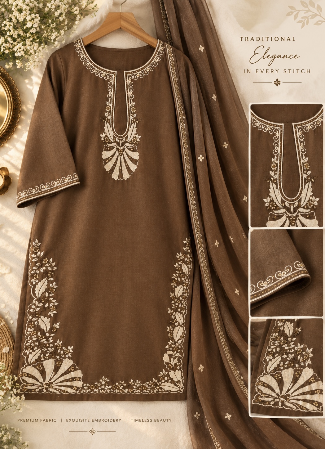 ZETHRA coffee delight Cotton suit